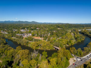 West Asheville homes along The French Broad River